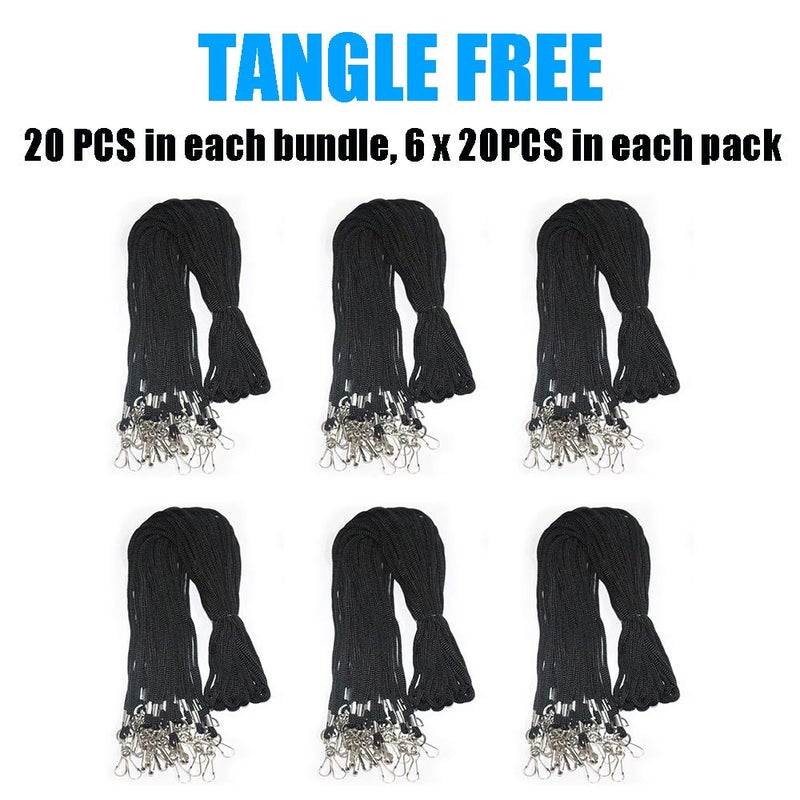 BAITEER 120 Pcs Black Lanyards Premium Bulk Lanyards Round 36" with Swivel J Hook for ID Name Badge Holder, VIP, School, Kids, Coach, Conference, Festival and Hang Keys - Image 2